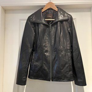 Cole Haan 100% Lambskin Black Leather Jacket - EUC, Size Medium